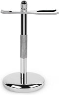 QSHAVE Deluxe Chrome Razor and Brush Stand Holder, Prolong the Life of Your Shaving Brush, 2 Prongs