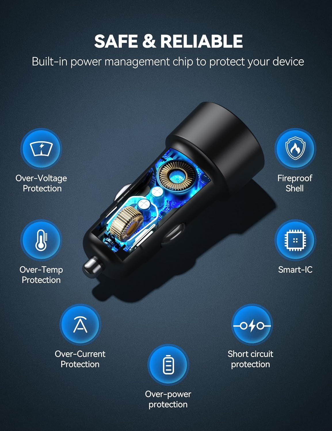 TECKNET 48W Dual USB Car Charger - Fast Charging Adapter for iPhone 17/16/15/14 Pro Max/Plus & Galaxy (2-Pack)