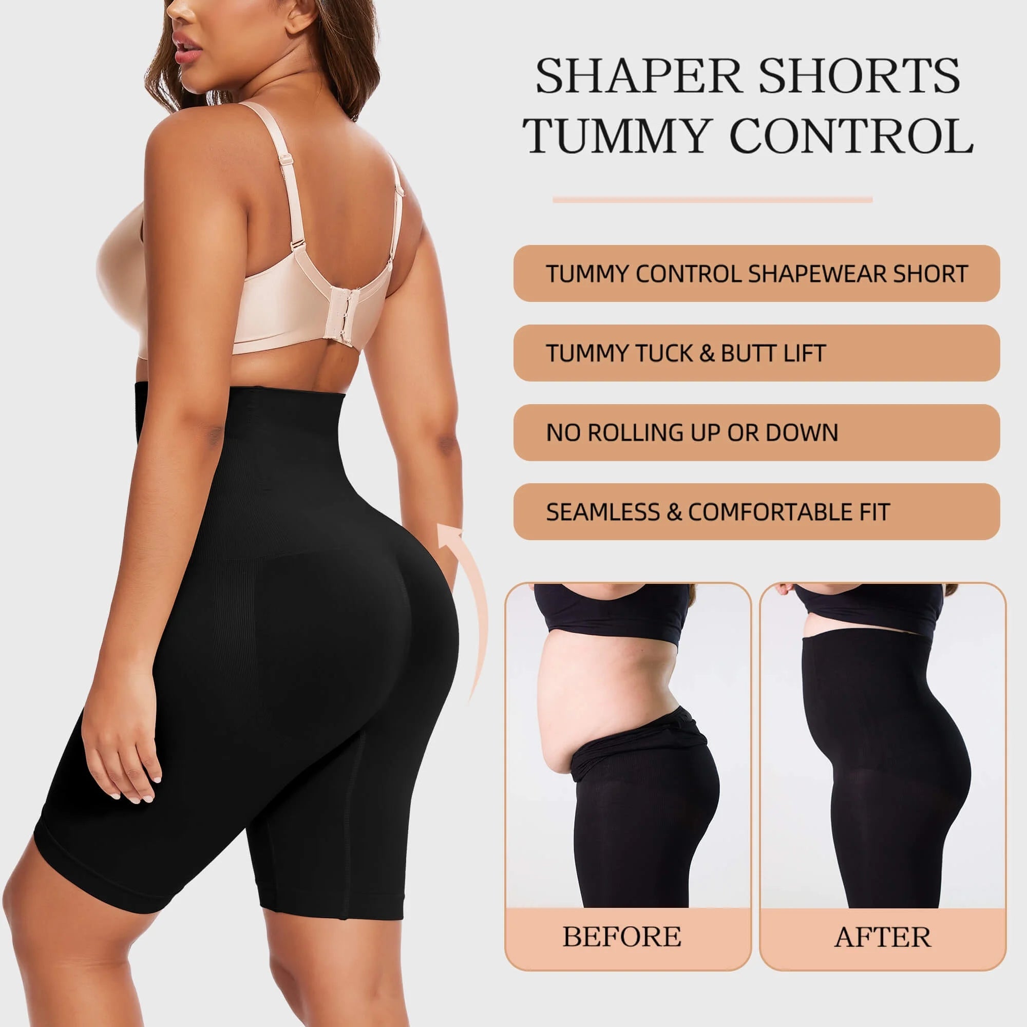 Vaslanda Shapewear Tummy Control Underwear Body Shaper for Women High-Waisted Thigh Slimming Butt Lifting Panties