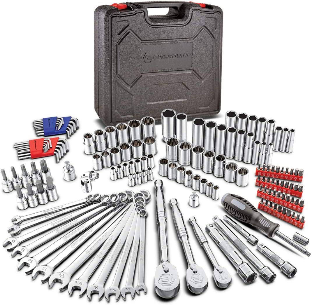Ultimate 200-Piece Mechanics Tool Set - Includes SAE & Metric Sockets, Powerbuilt XT 90 Tooth Ratchets, and Durable Case!
