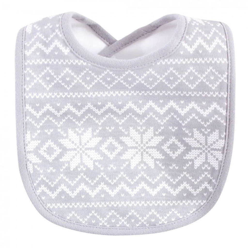 Hudson Baby Infant Girl Cotton Bib and Headband Set 5Pk, Winter Forest, One Size