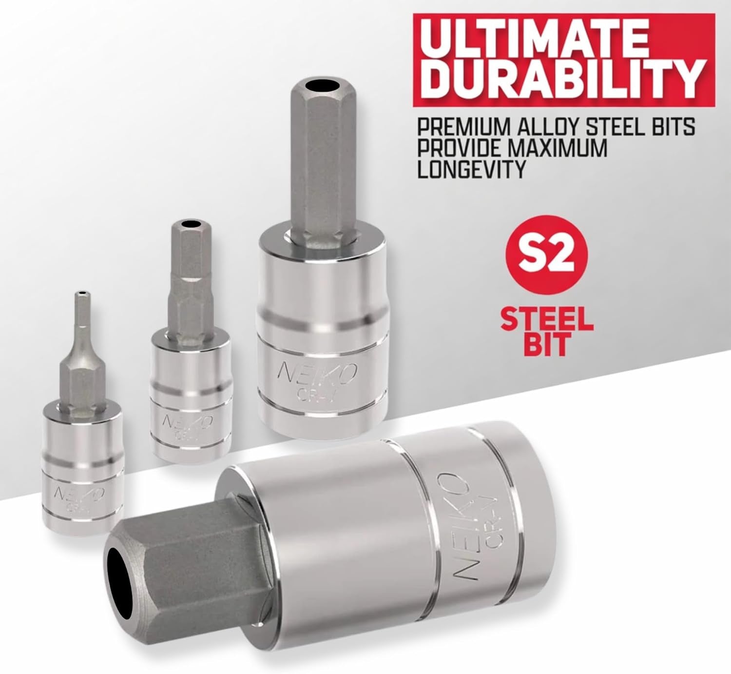 Neiko 01144A 26-Piece Tamper-Proof Hex Bit Socket Set - SAE & Metric Sizes for Ultimate Versatility