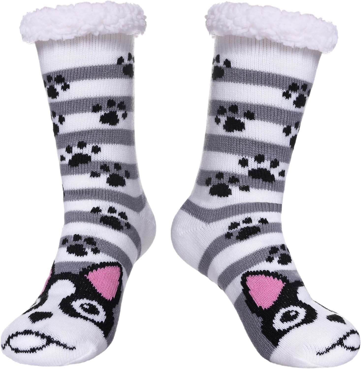 SDBING Slipper Socks for Women with Grippers, Winter Warm Fuzzy Indoor Christmas Gifts Socks