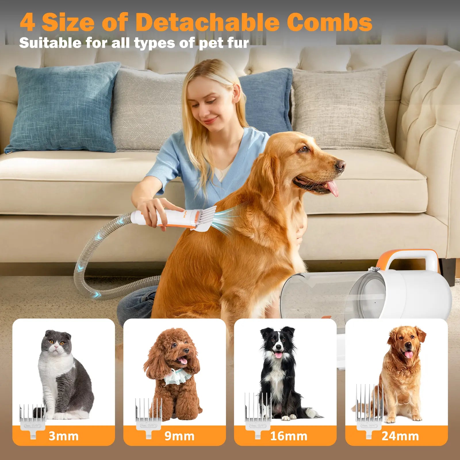 PAWING Professional Grooming Vacuum and 5-in-1 Pet Grooming Kit for Dogs and Cats