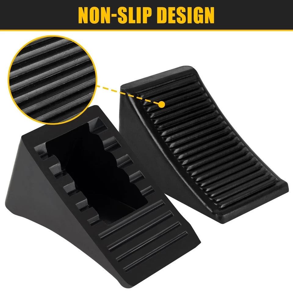 4-Pack Heavy-Duty Solid Rubber Wheel Chocks for Trailers and RVs