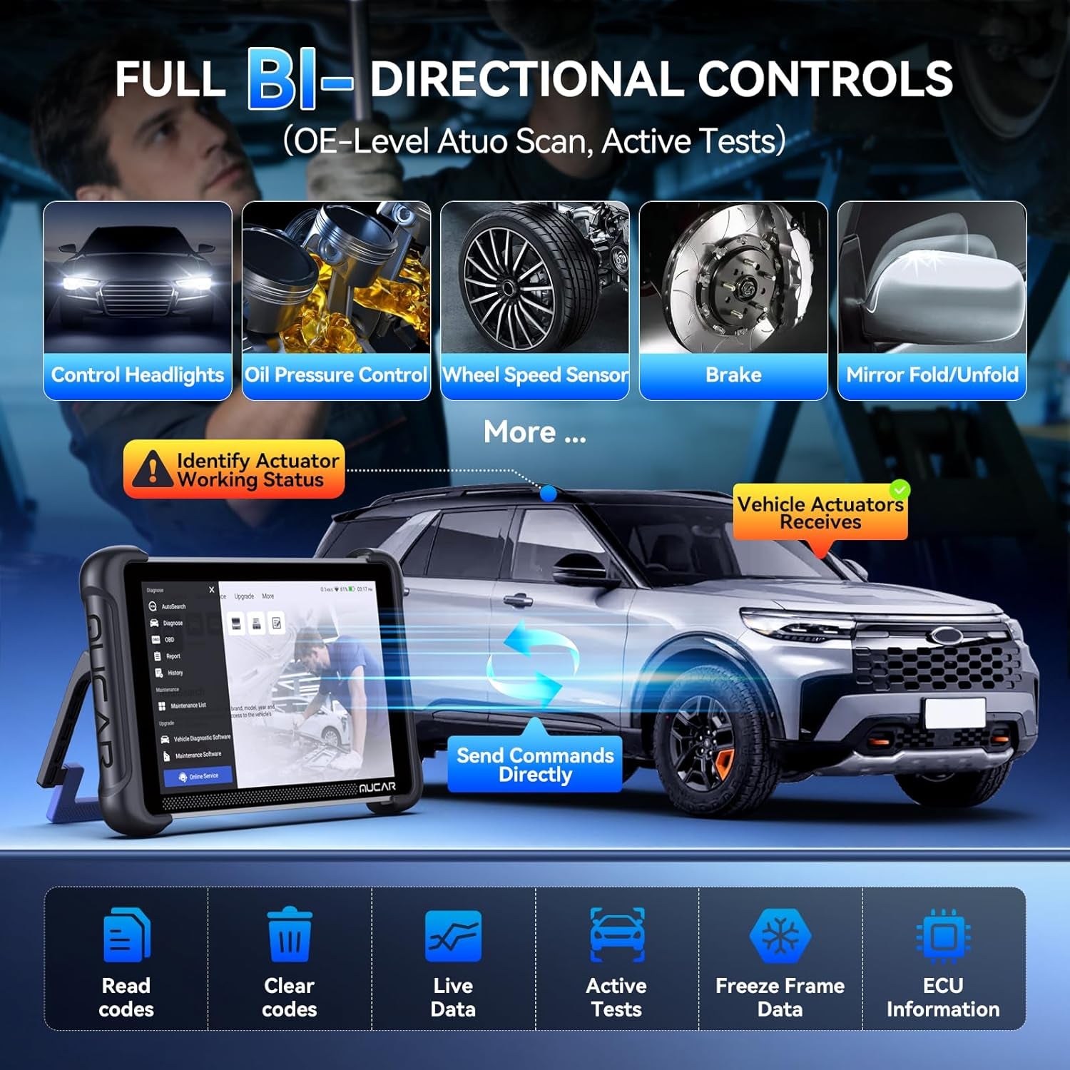 MUCAR 892BT Ai-Assisted Bidirectional Scan Tool, Full System OBD2 Scanner, Bi-Directional OBD2 Scanner Diagnostic Tool,Ecu Coding, 35 Services, FCA Autoauth, CANFD and DOIP, Free Lifetime Upgrade