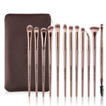 Z'OREYA Eye Makeup Brushes, 12 Pcs Professional Eye Brush Set Eyeshadow, Eyebrow, Blending, Fan, Eyelash Brush Set with Carrying Bag(Champagne Gold)