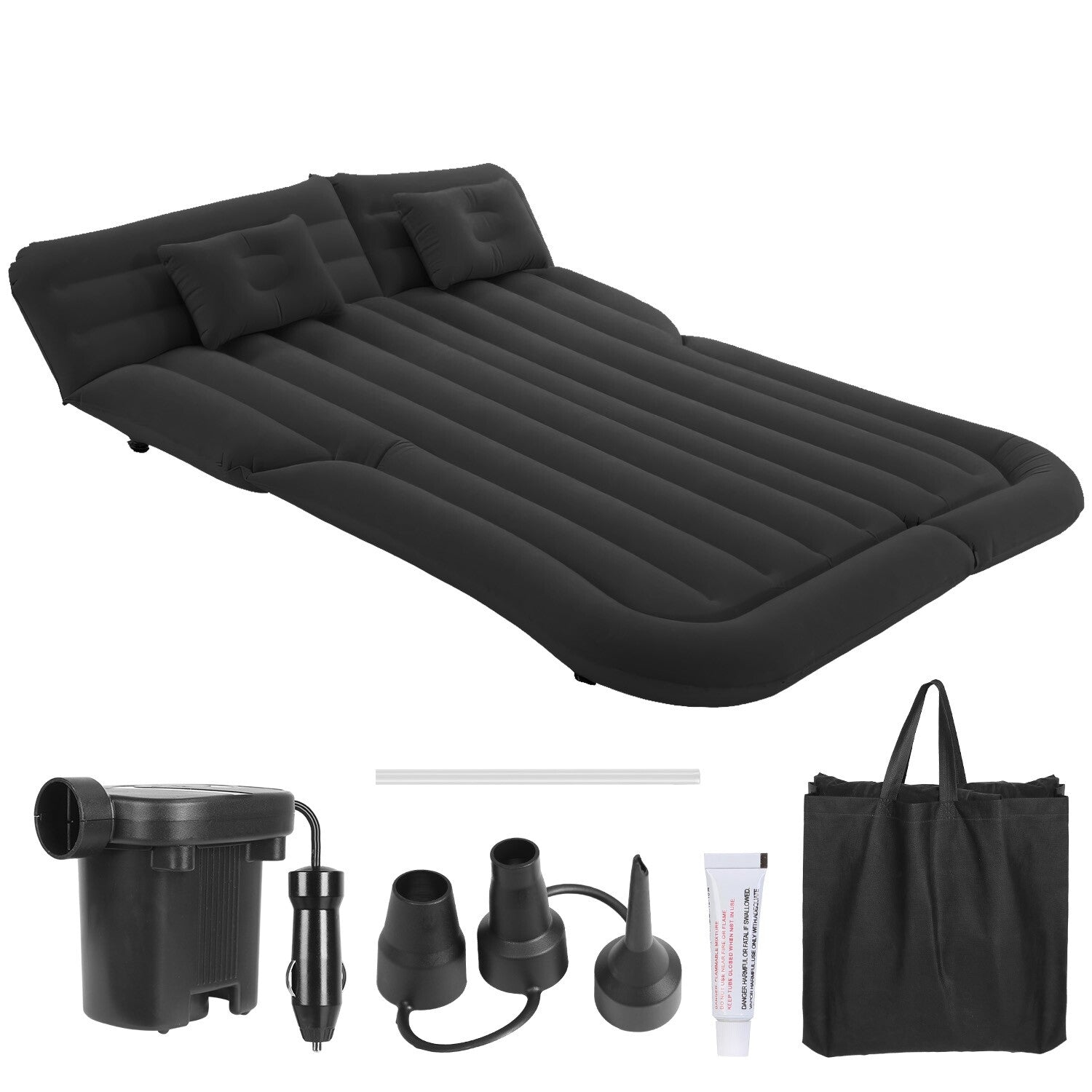 Inflatable Travel Car Mattress with Air Bed for Back Seat Comfort, Includes Two Pillows and Pump