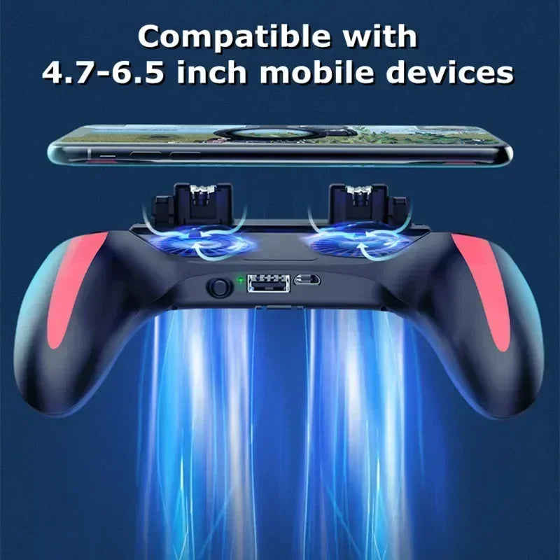 H10 Four-Finger Mobile Game Controller with Radiator for Aim Shooting - Joystick Accessory for iOS and Android Gaming