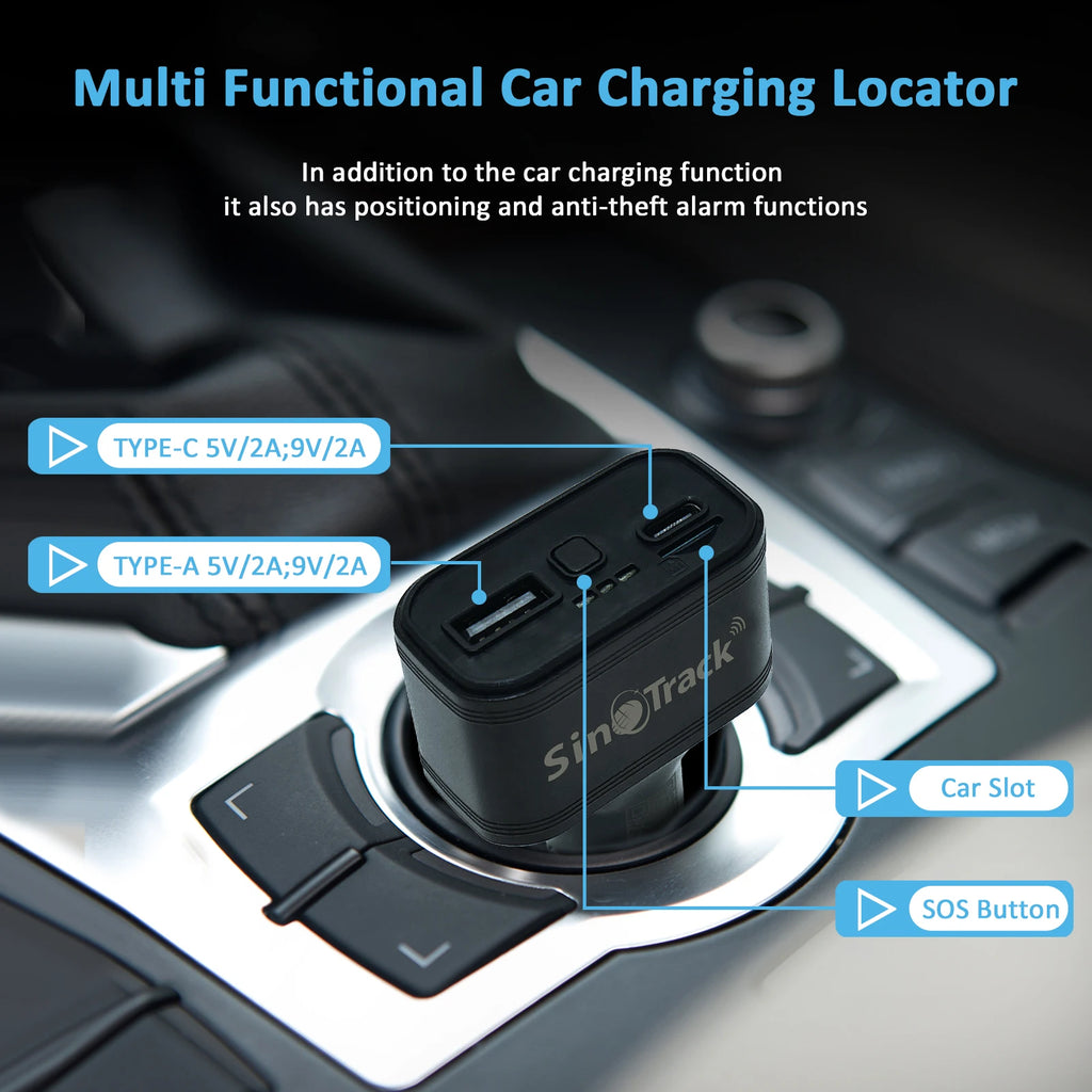 Sinotrack 4G Car GPS Tracker Cigarette Lighter GPS Tracker ST-909L Car Phone Charger with Free Online Tracking APP