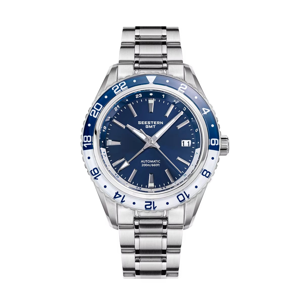 SEESTERN Men of Watch Office GMT Automatic NH34 Movement Sapphire Glass Bezel 20Bar Waterproof Diver Mechanical Wristwatch S456