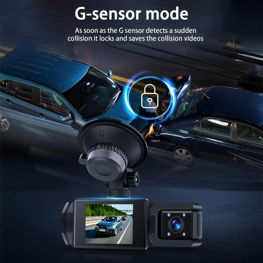 TIKBBRMG Dash Cam Front and Rear,Triple Camera,1080P Full HD Dashcam for Cars Backup Camera,Included 64GB Card,Built-In Wi-Fi GPS,2” IPS Screen, Night Vision, 140°Wide Angle,Wdr, 24H Parking Mode
