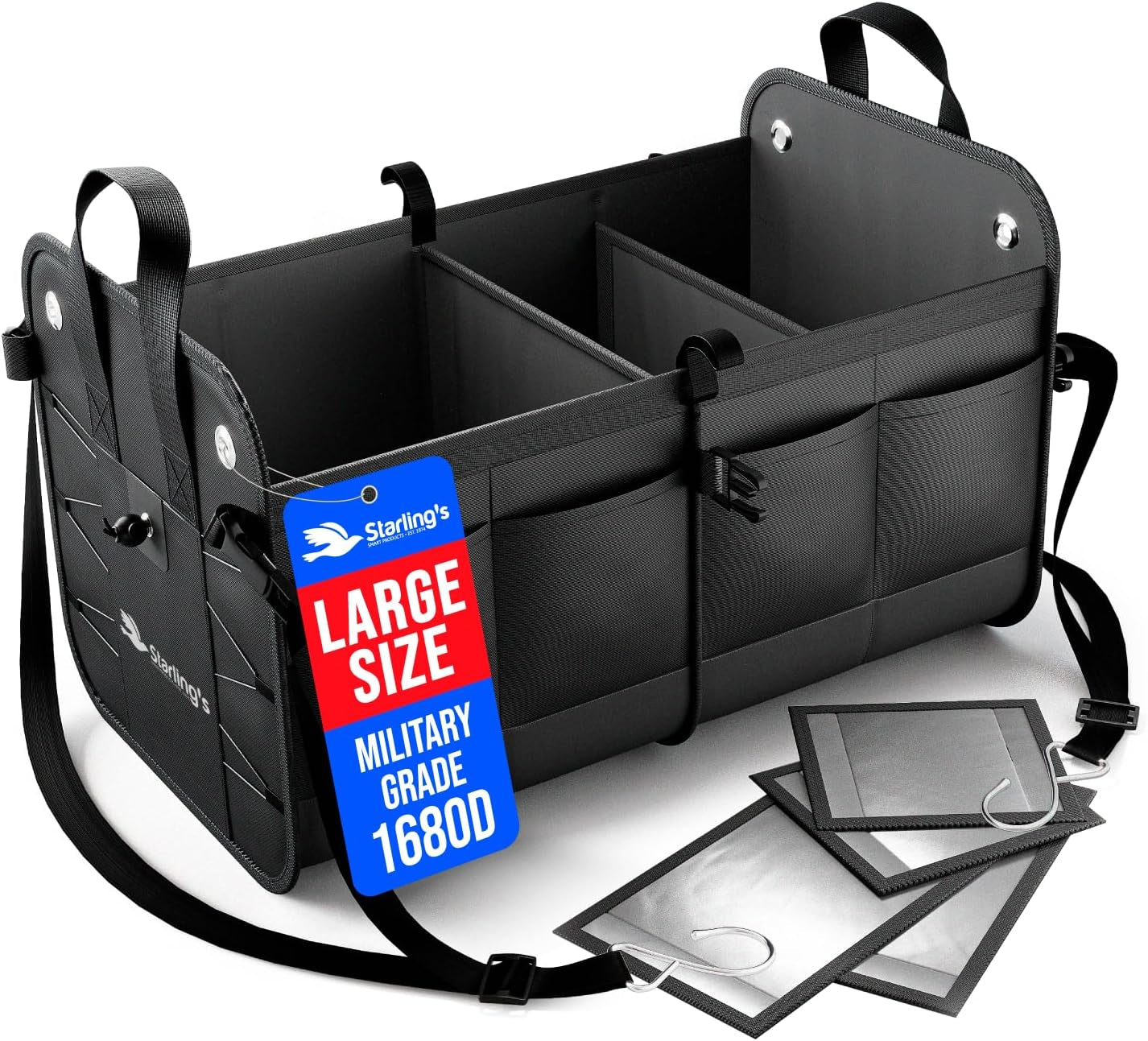 Ultimate Car Trunk Organizer – Large Collapsible Storage Box with Adjustable Compartments – Heavy-Duty, Waterproof, Non-Slip Cargo Organizer for SUV, Truck & Car – Perfect for Groceries & Tools