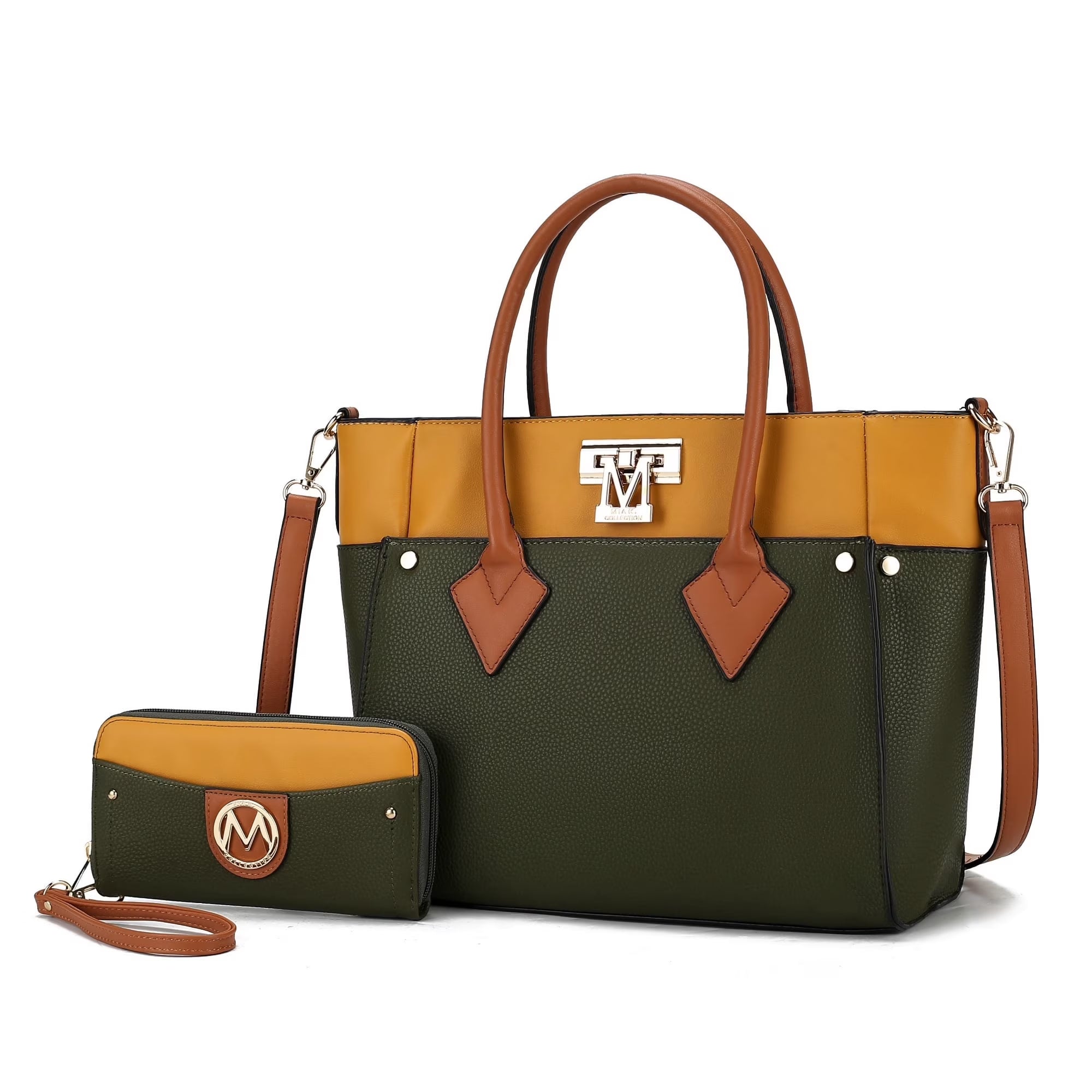 MKF Collection Brynlee Women'S Tote Bag & Wristlet Wallet, Crossbody Purse Handbag 2 Pcs by Mia K - Navy