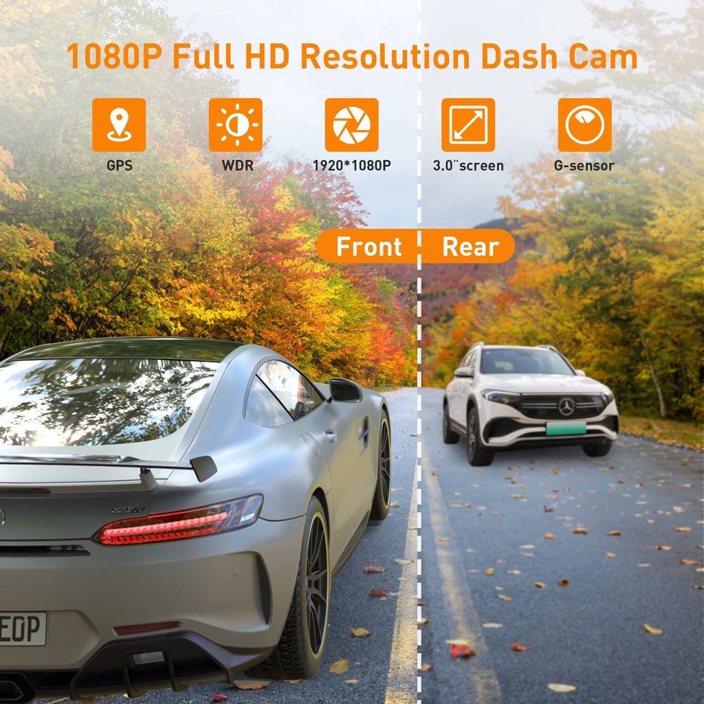 Open Box NEXPOW Dash Cam Front and Rear, 1080P Full HD Dash Camera, Dashcam with Night Vision, Car Camera with 3-Inch LCD Display, Parking Mode, G-Sensor, Loop Recording, WDR