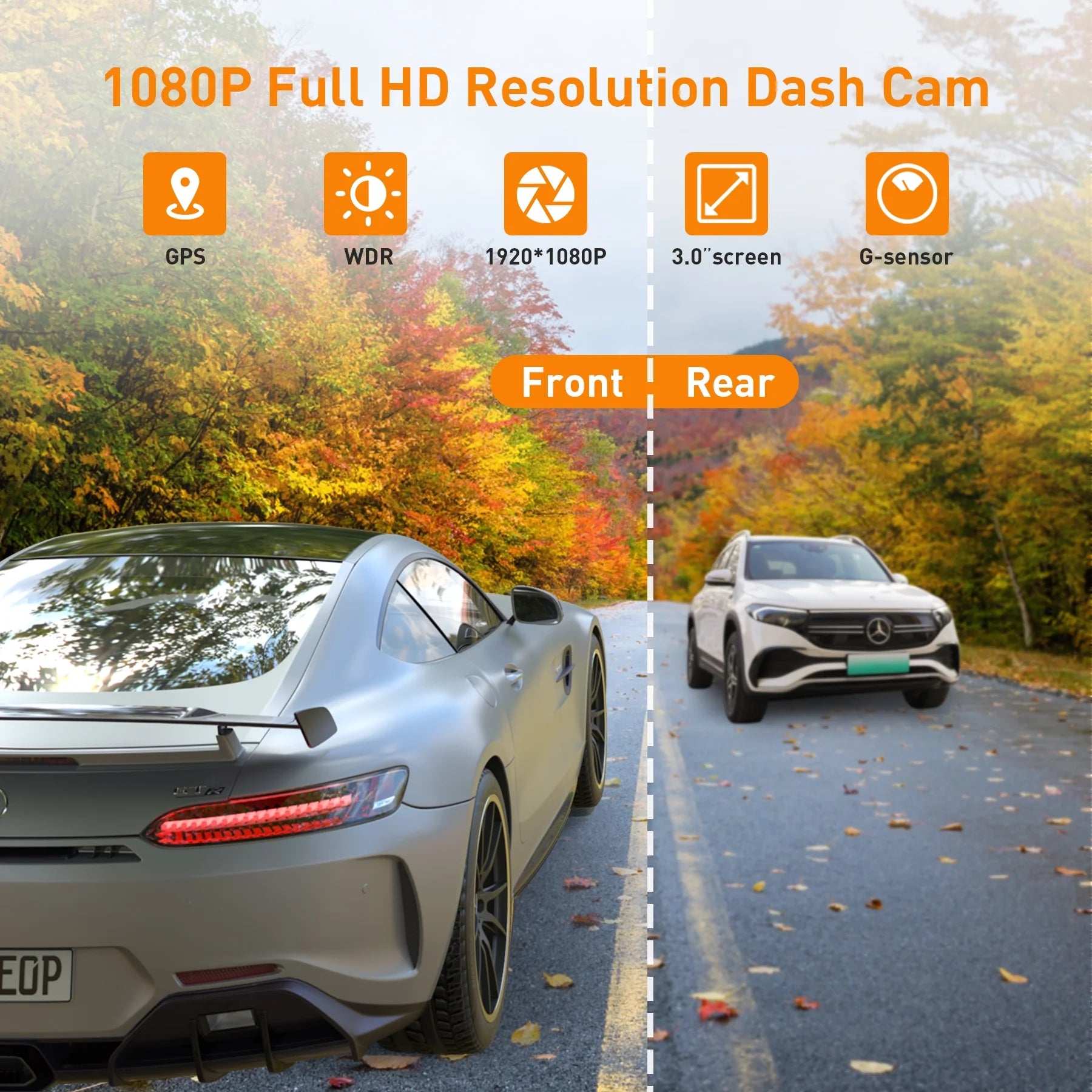 Open Box NEXPOW Dash Cam Front and Rear, 1080P Full HD Dash Camera, Dashcam with Night Vision, Car Camera with 3-Inch LCD Display, Parking Mode, G-Sensor, Loop Recording, WDR