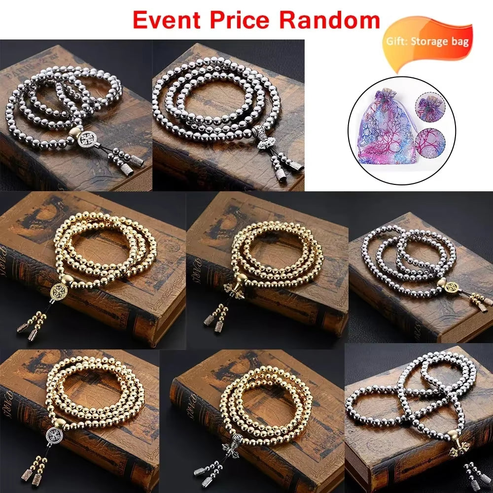 Tactical 8MM Steel Chain Buddha Beads Bracelet & Necklace - Self Defense EDC Survival Tool for Outdoor Adventures