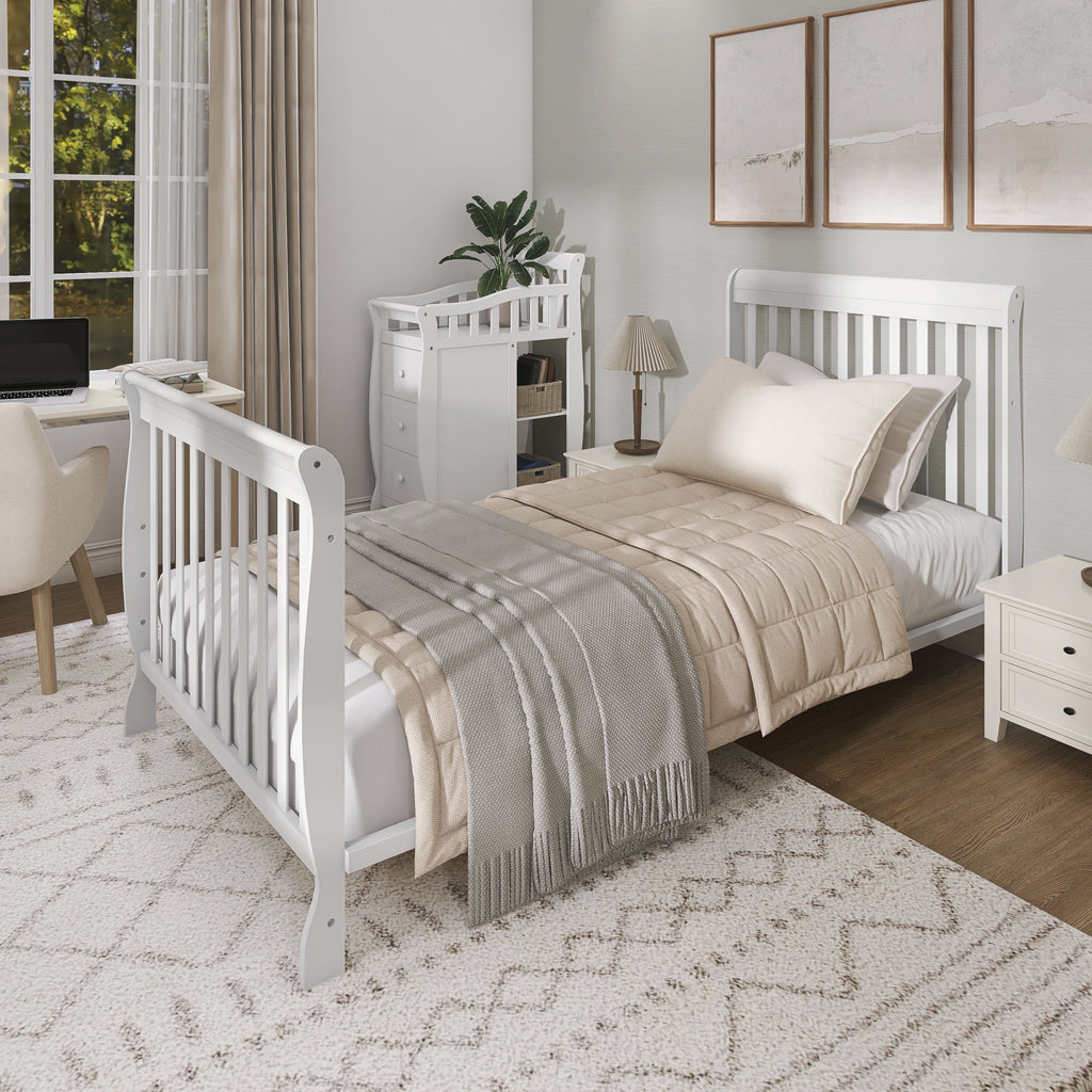 Dream on Me Jayden 4-In-1 Mini Convertible Crib and Changer, White