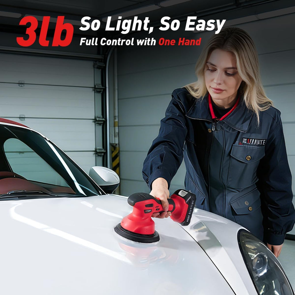 Cordless Car Buffer Polisher Kit W/ 2X2000Mah 21V Batteries, 6 Inch Car Buffer Waxer Kit W/ 6 Variable Speed & Extra Attachments, Polisher for Car Detailing,Boat Sanding,Scratch Removing