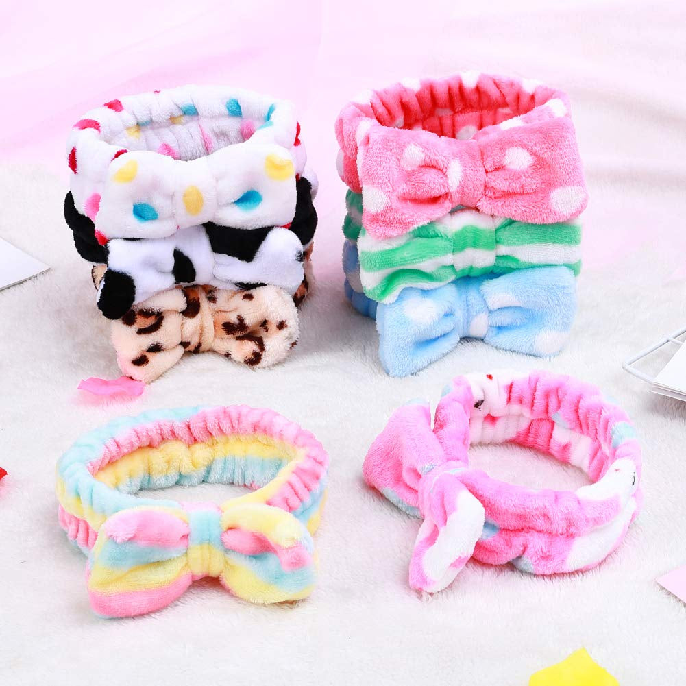Luxurious 8 Pack Spa Headbands for Women - Soft Bow Skincare & Makeup Accessories, Perfect for Face Washing, Salon Use, Spa Parties, and Ideal Christmas Gifts for Teen Girls
