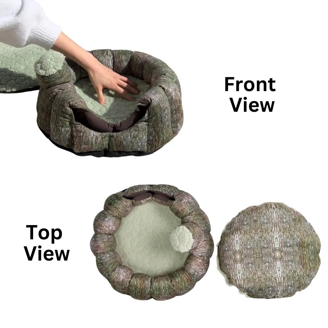 Allpets Convertible Tree Trunk Pet Bed for Dogs, Cats, Rabbits, and Small Animals