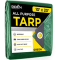 10 Ft. X 20 Ft. Multi-Purpose Green Poly Tarp Cover 8 Mil Thick Weave Material, Waterproof