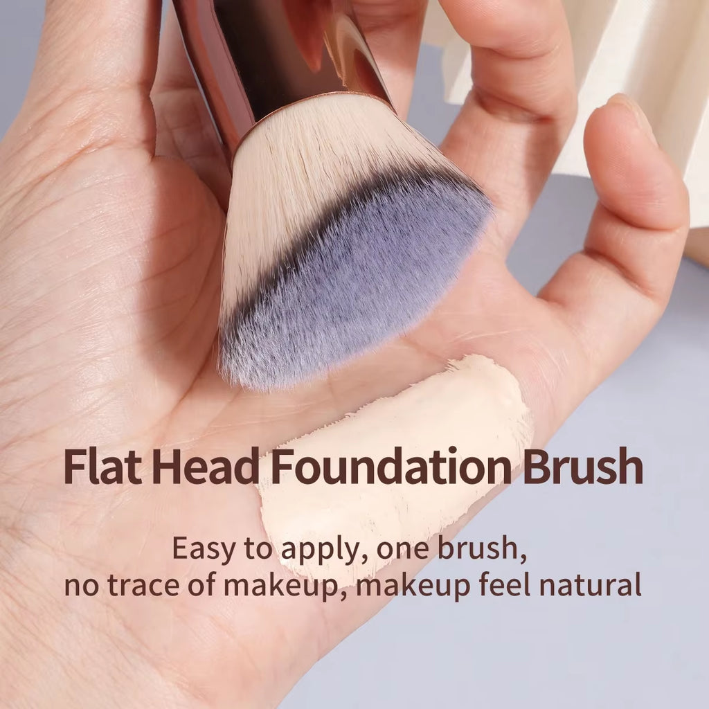MAANGE 2PCS Foundation Makeup Brush Set Flat Angled Kabuki Powder Blush Brush for Liquid Soft Bristles Cosmetic Makeup Tools