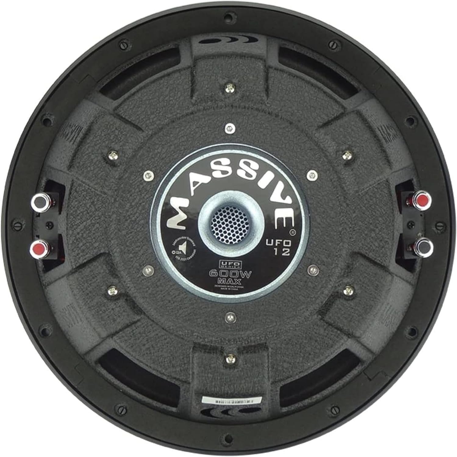 Massive Audio UFO10V2 10” Slim Subwoofer | 600W Max, 300W RMS, Dual 4 Ohm, Shallow Mount Design, Powerful Low-Profile Woofer for Tight Spaces & Deep Bass Car Audio Systems