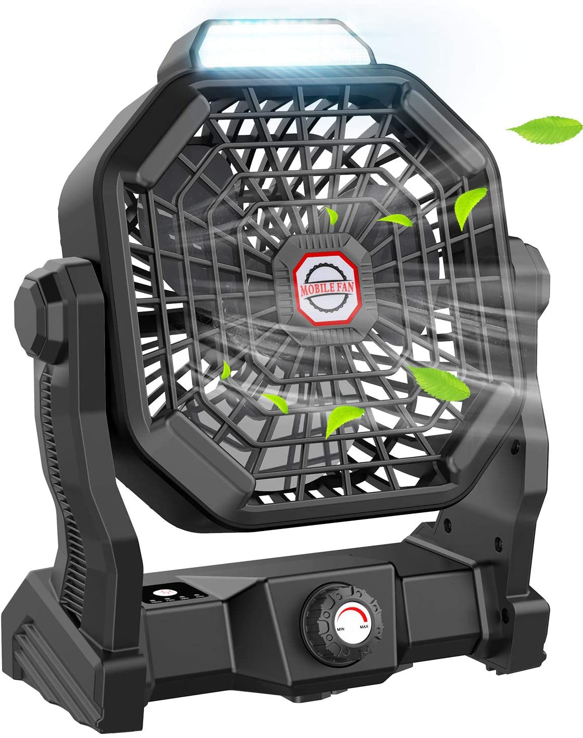 JINLICTE Rechargeable Portable Camping Fan - 9 Inch, Stepless Speed, Ultra-Quiet, 8-36 Hours Runtime for Outdoor Adventures, Picnics, and Home Use