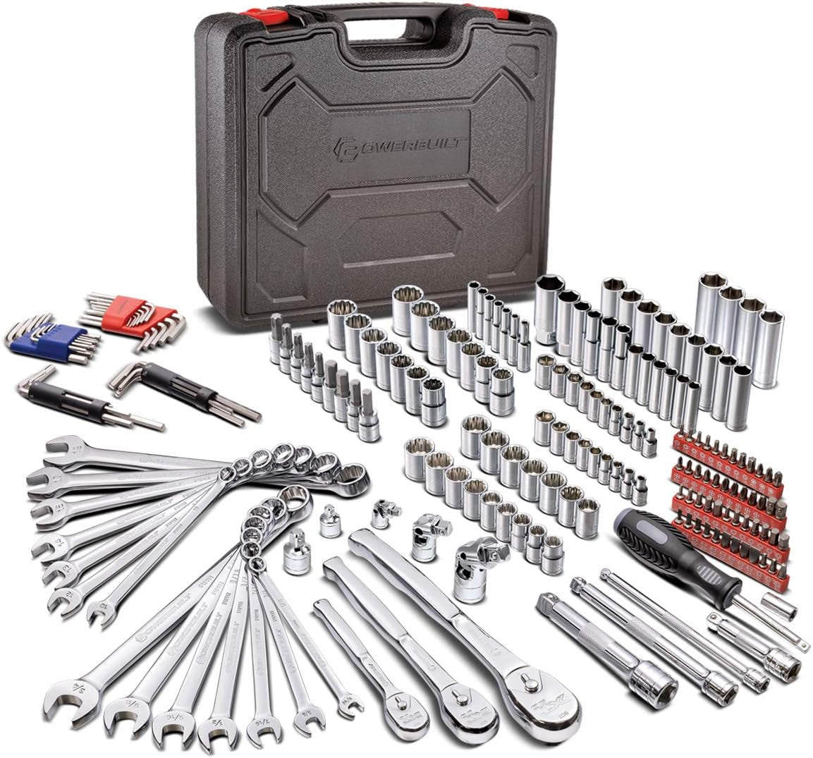 Ultimate 200-Piece Mechanics Tool Set - Includes SAE & Metric Sockets, Powerbuilt XT 90 Tooth Ratchets, and Durable Case!