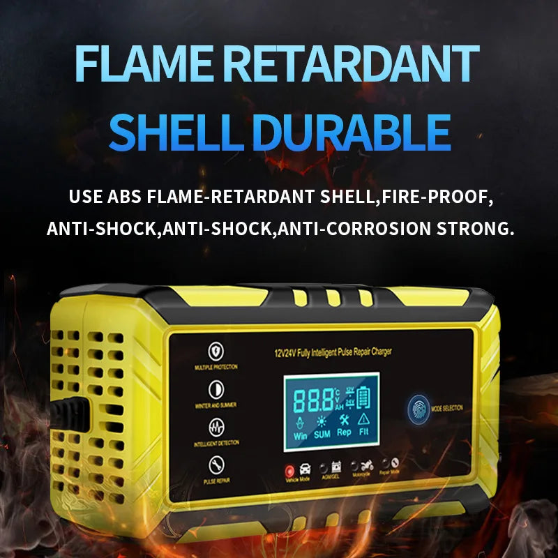 12V/24V 8A Full Automatic Battery Chargers Digital LCD Display Car Battery Chargers Power Puls Repair Chargers Wet Dry Lead Acid