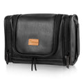 MIRASON Travel Toiletry Bag, Hanging Toiletry Bag for Men, Leather Travel Shower Bag for Toiletries Dopp Kit Bathroom Bag with Metal Hook Gift for Men (Black)