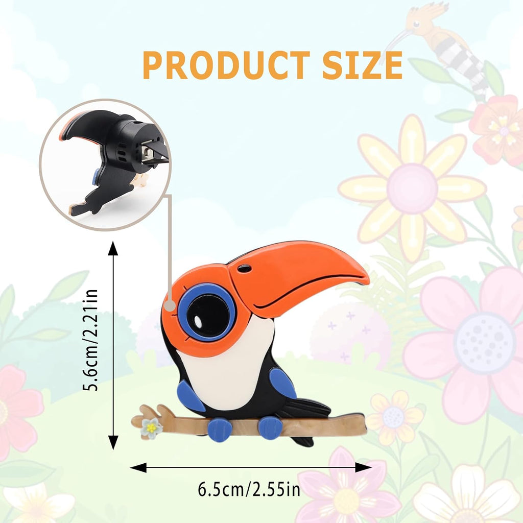 Cute Toucan Car Air Freshener Clip - Refillable Acrylic Rainforest Decor for Women and Teens