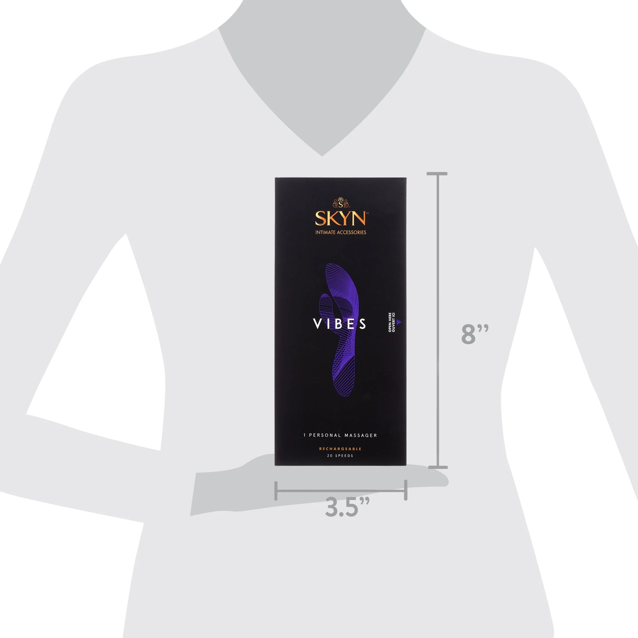 SKYN Vibes Personal Massage Wand Vibrator, 20 Speeds, Purple, 1 Count