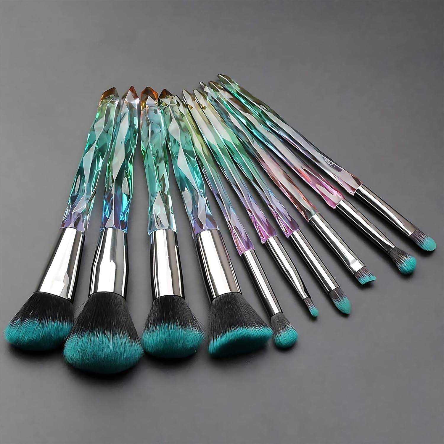 Kingtree Makeup Brushes Set, 10PCS Crystal Makeup Brushes Premium Synthetic Powder Foundation Concealer Eye Shadow Brush, Professional Face Eye Make up Brushes for Girls Women