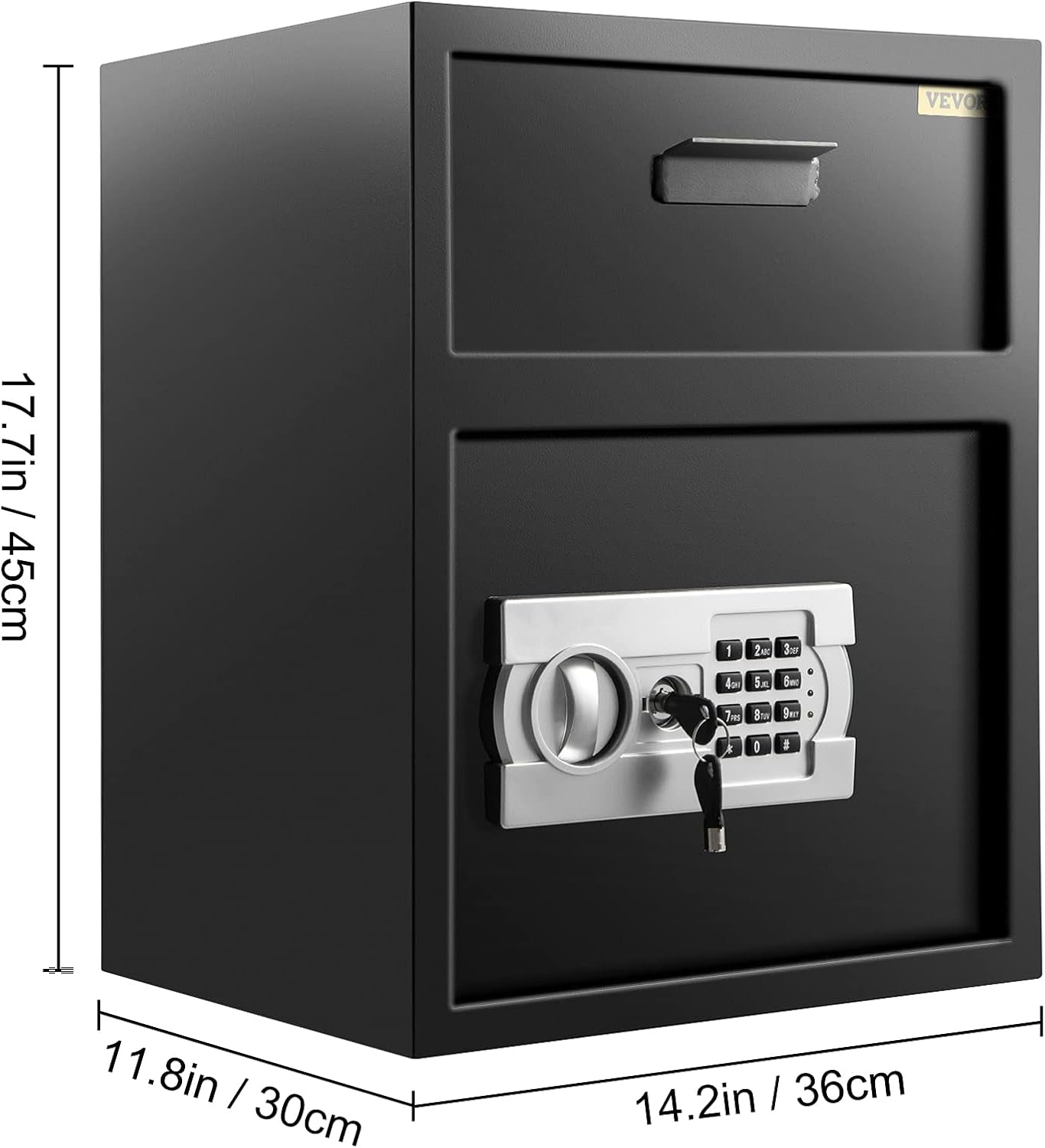 VEVOR Digital Depository Safe 1.7 Cubic Feet Made of Carbon Steel Electronic Code Lock Depository Safe with Deposit Slot with Two Emergency Keys Depository Box for Home Hotel Restaurant and Office