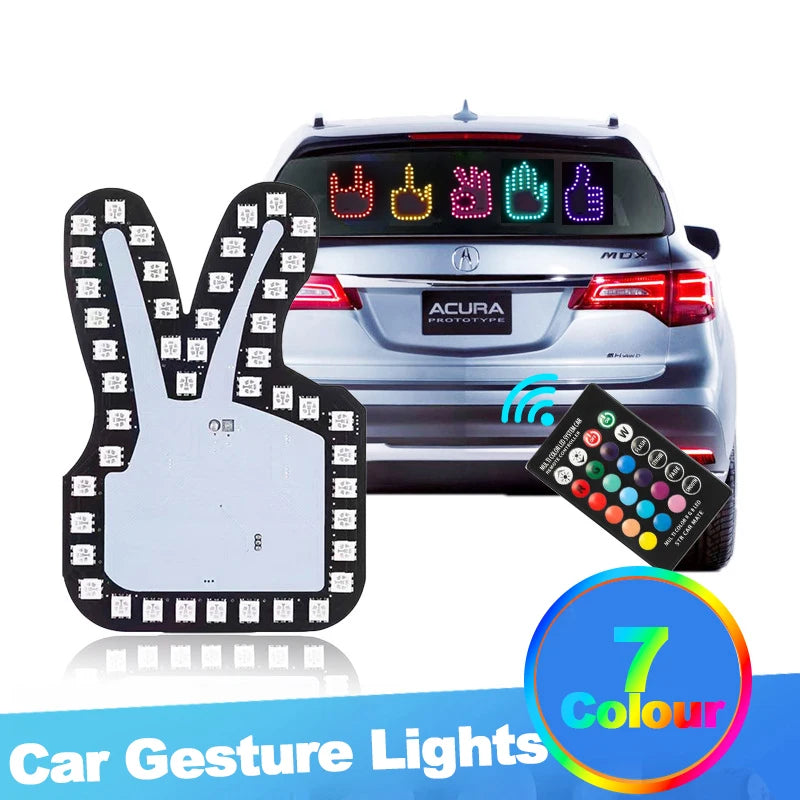 Colorful RGB LED Gesture Light for Vehicles - USB Hand Lamp with Middle Finger Design - Fun Car Accessories
