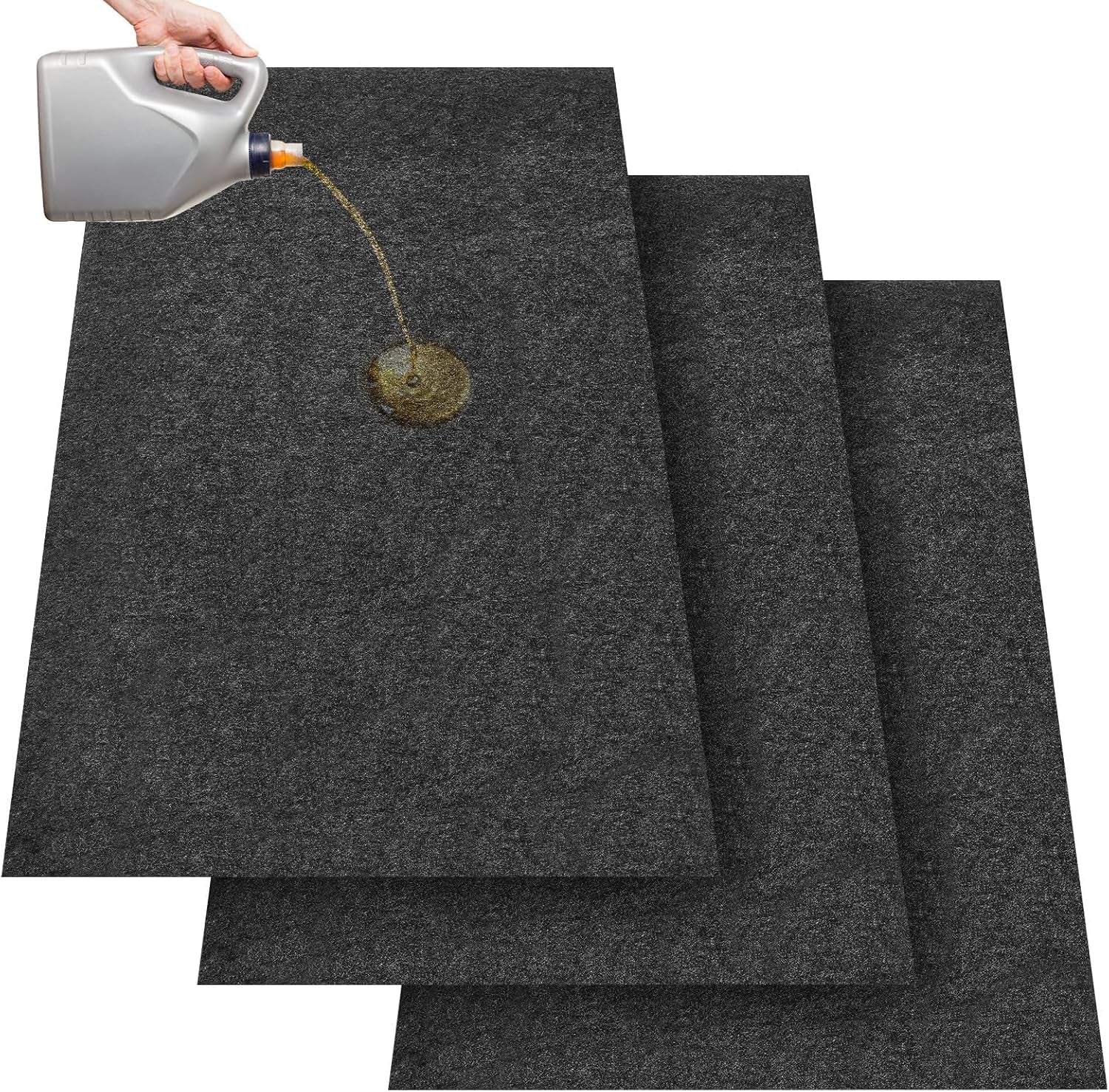 2 Pcs Oil Spill Mat Set (36"×60") - Complete Garage Floor Protection - Front & Rear Car Coverage - Reusable Washable Oil Drip Mats