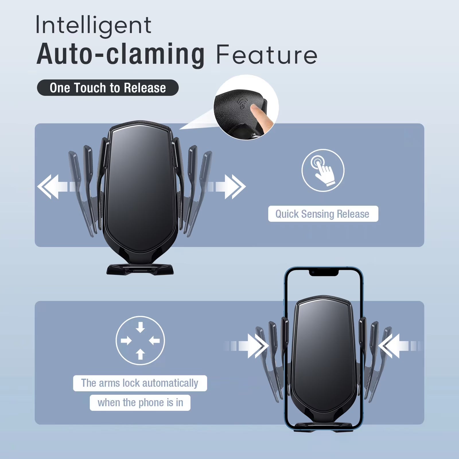 UUTO R2 Fast Wireless Charging Air Vent Iphone Samsung Car Mounts with Type-C Cable