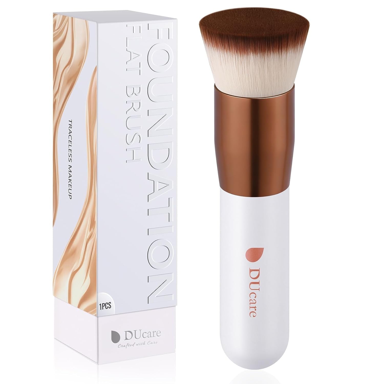 Ducare Premium Flat Top Kabuki Foundation Brush - Perfect for Liquid, Cream, and Powder Makeup - Stylish Pink Design
