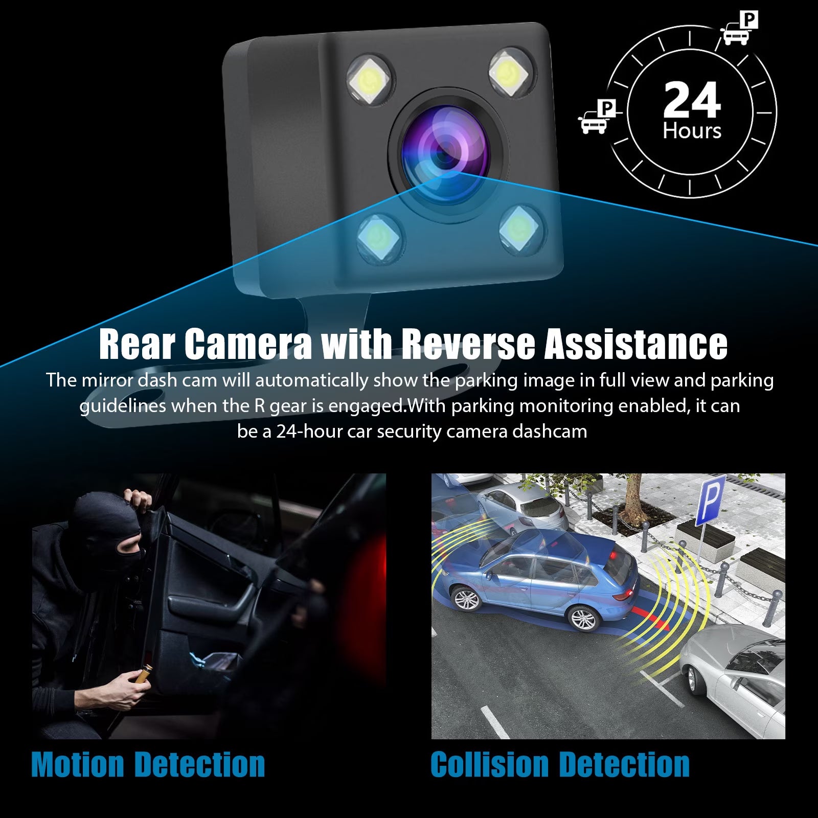 Eeekit 1080P Mirror Dash Cam Backup Camera, Front and Rear View Dual Camera with Night Vision, 7" Touch Screen, 32GB TF Card Supported