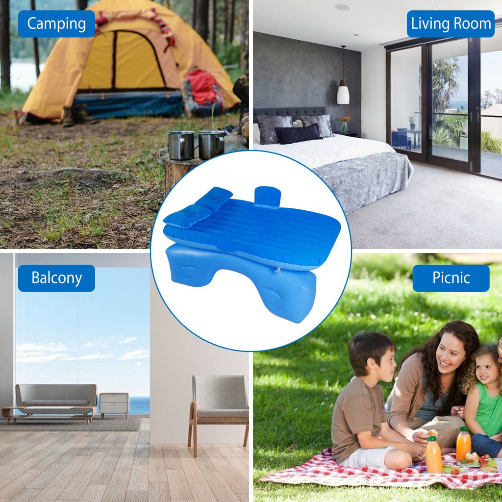 Inflatable Travel Car Mattress with Air Bed for Back Seat Comfort, Includes Two Pillows and Pump