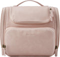 BAGSMART Hanging Toiletry Bag, Water-Resistant Leather Dopp Kit, Large Travel Organizer for Full Sized Container, Nude Pink