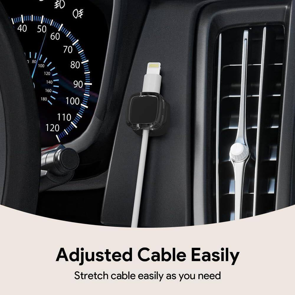 Black Crystal 9-Pack Magnetic Cable Clips, Adjustable Cord Holder for under Desk Cable Management for Home Office Desk