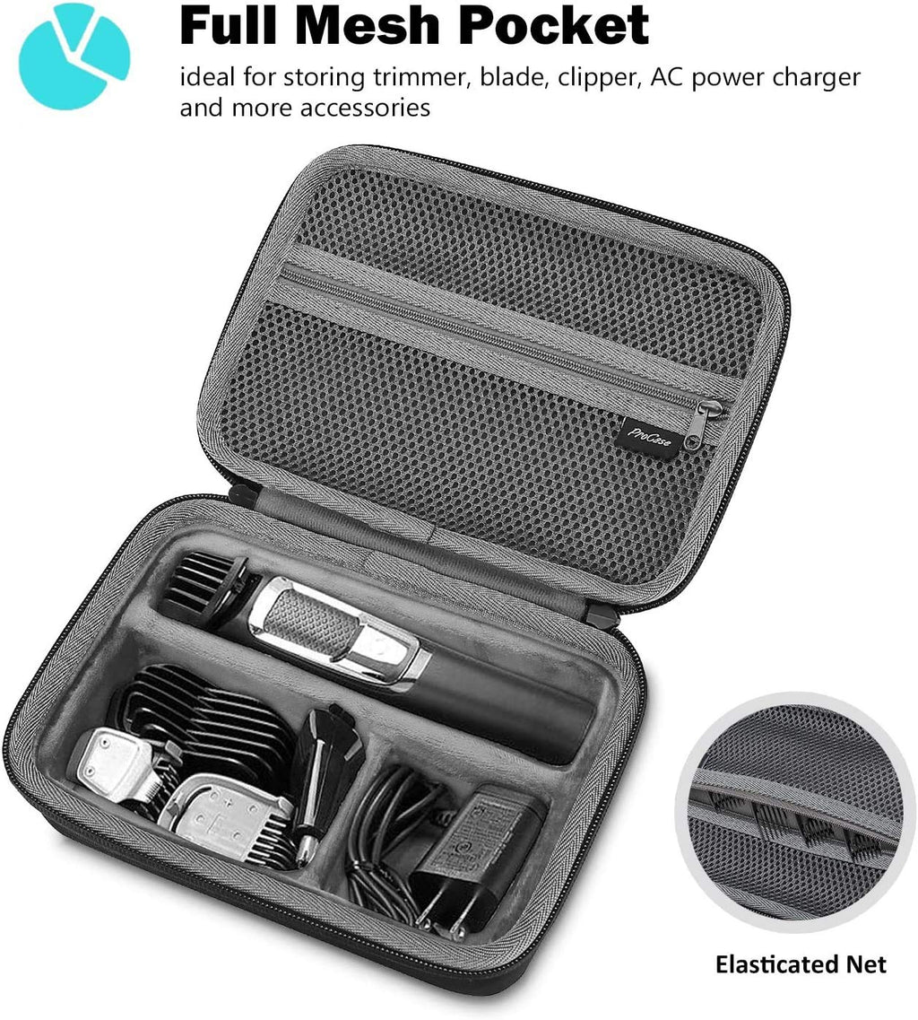 Procase Hard Travel Case for Norelco Multigroom Series 3000 5000 7000 MG3750 MG5750/49 MG7750/49 Men'S Electric Trimmer Shaver and Attachments -Black