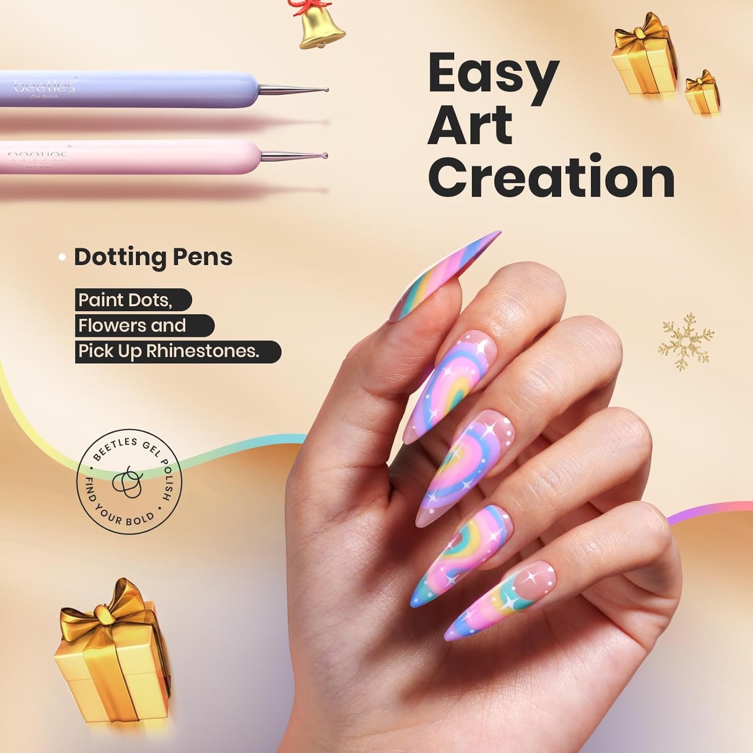Beetles 6-Piece Nail Art Brush Set - Professional Gel Polish Tools with Wood Alloy Handles for Stunning DIY Manicures, Perfect Gift for Women