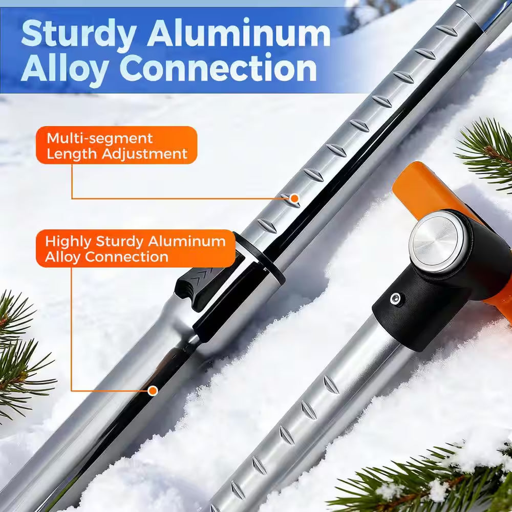 32.5 In. Aluminum Handle Foam Head ABS Rake Telescoping Snow Brush with Ice Scraper for Car SUV and Truck