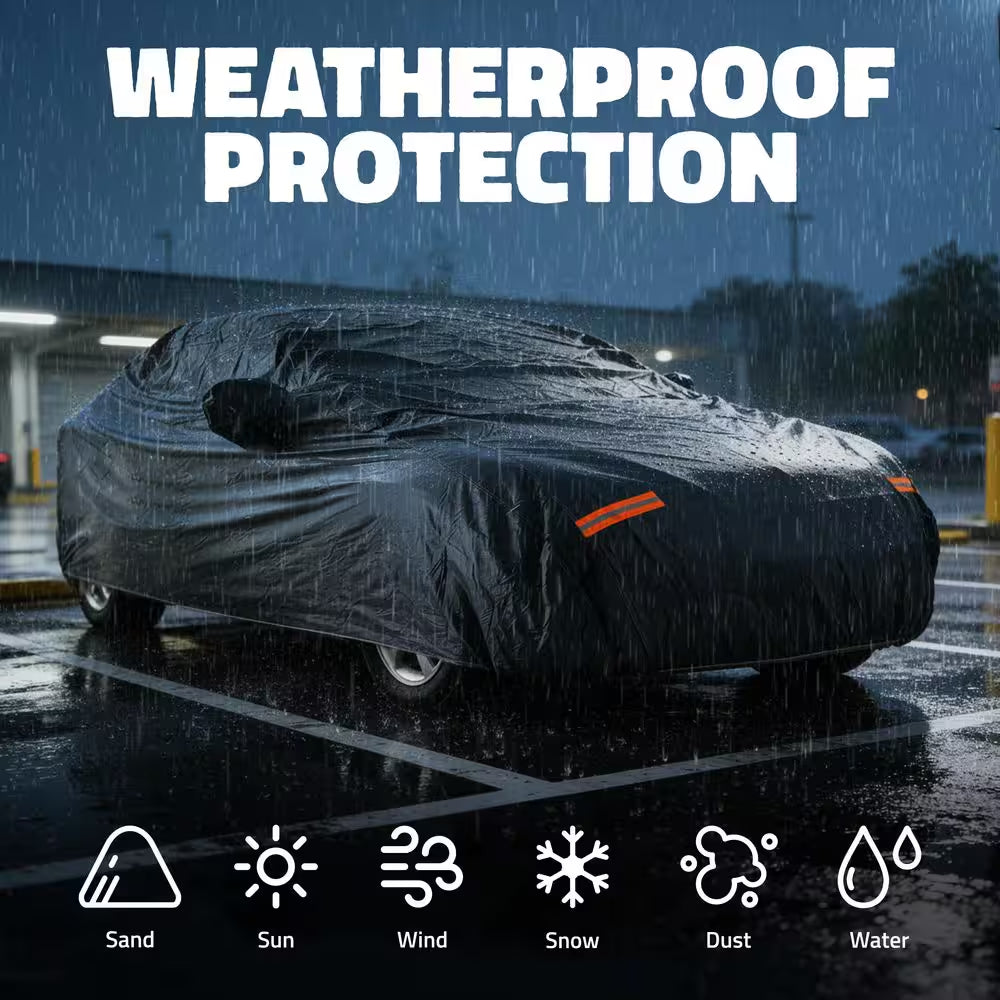 190 In. X 75 In. X 47 In. Extra Thick PVC Cotton Lined Heavy-Duty Sedan Car Cover