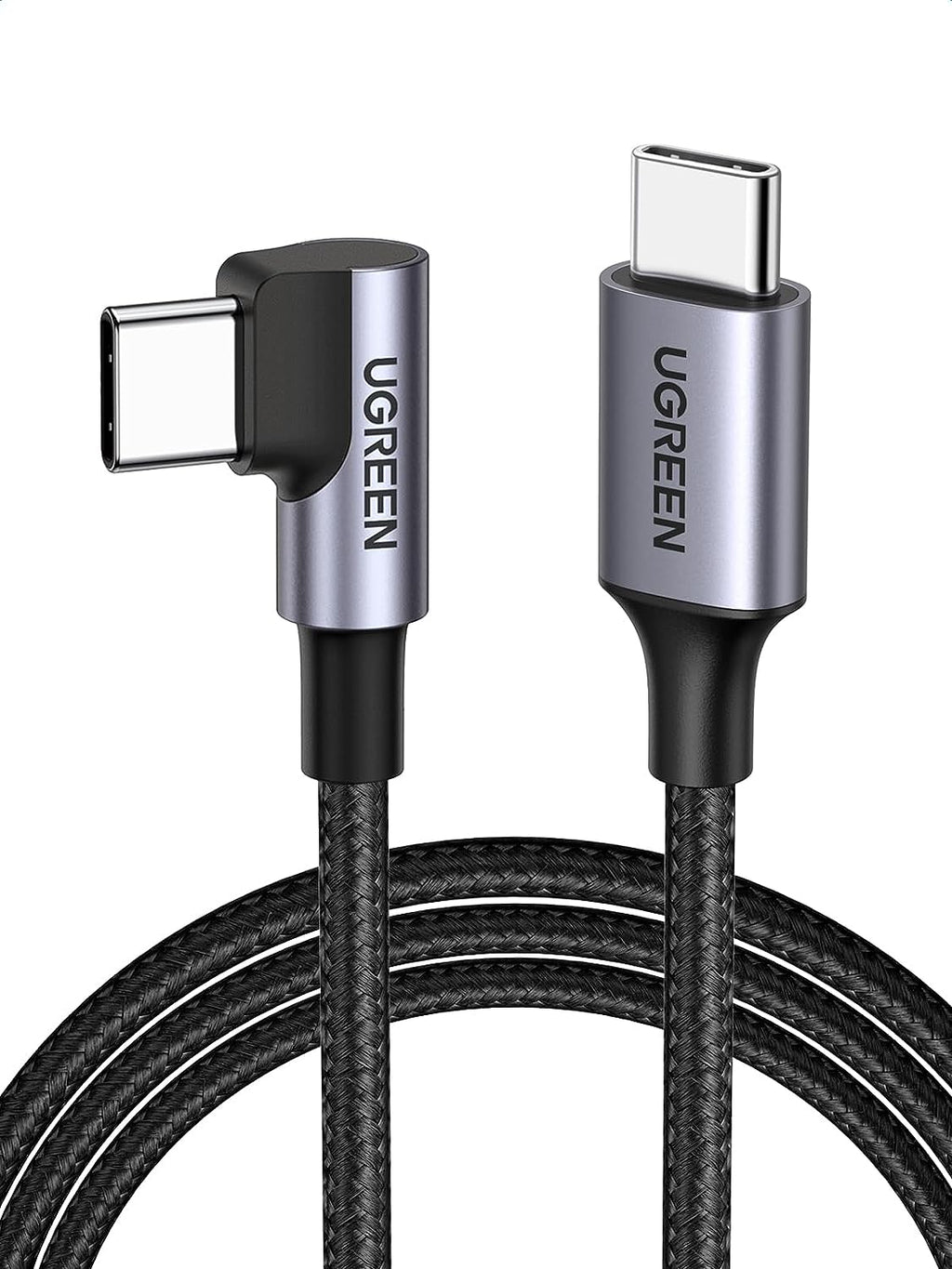 UGREEN Right Angle USB C Cable 6.6FT 2-Pack, 60W USB C to USB C Cable 90 Degree Type C Cable for Iphone 17/16, Macbook Pro/Air, Ipad Pro 2022/Air 5/Mini 6, Galaxy S25/S24/S23, Pixel 10/9, Switch