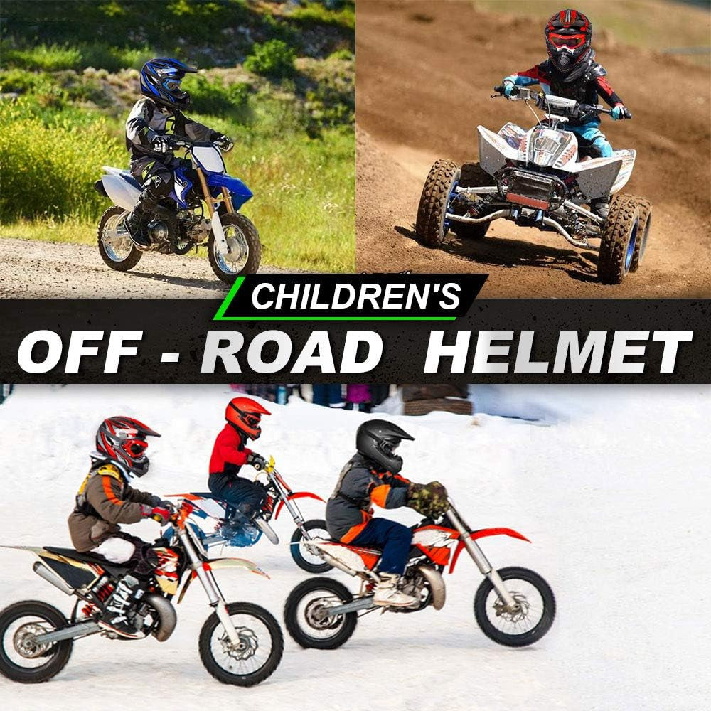 ILM Youth Kids ATV Motocross Helmet Goggles Sports Gloves Dirt Bike Motorcycle off Road DOT Approved B07 (Youth-L, Matte Black)